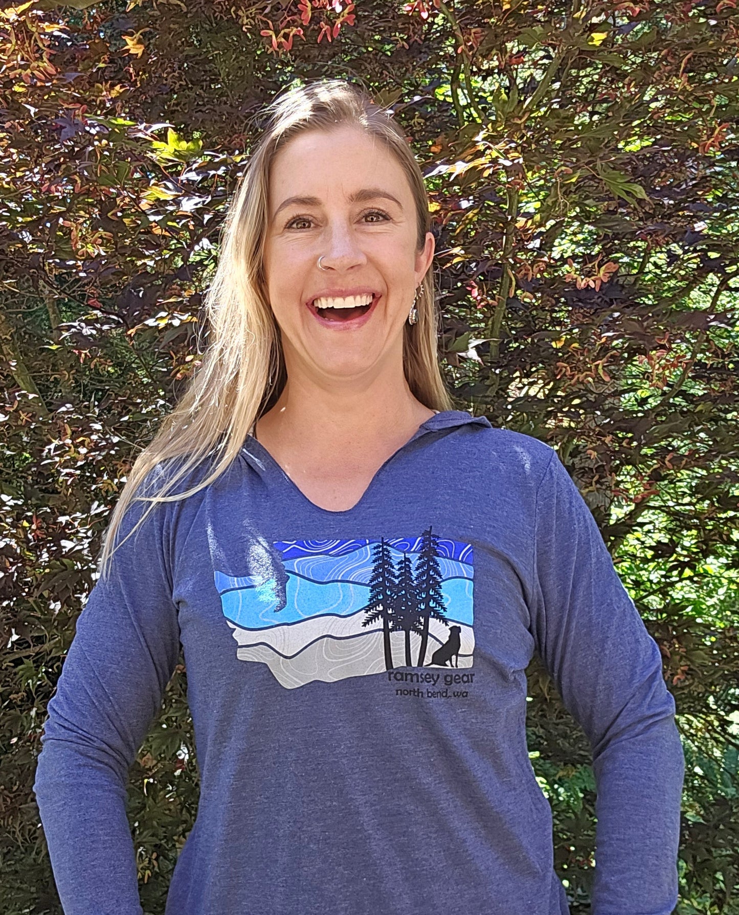 long sleeve hoodie - WA - blue - wmn's