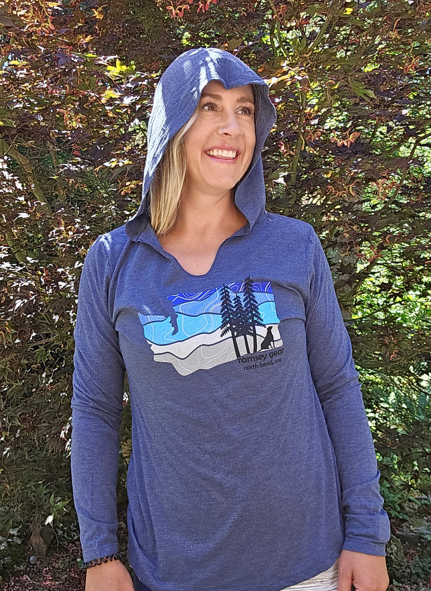 long sleeve hoodie - WA - blue - wmn's